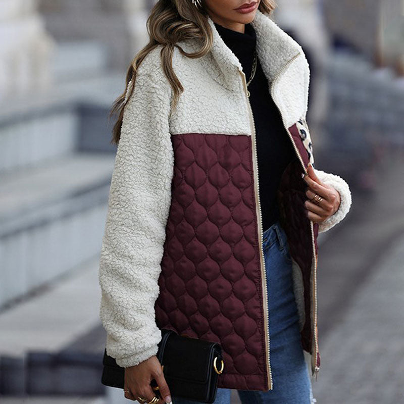 Warm Plush Patchwork Coat