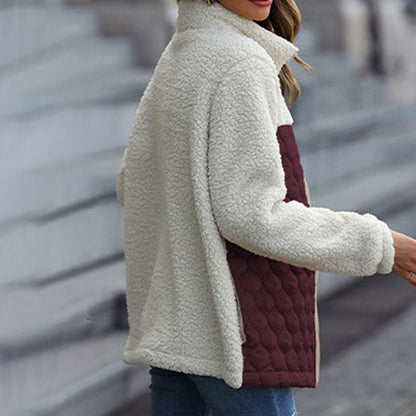 Warm Plush Patchwork Coat