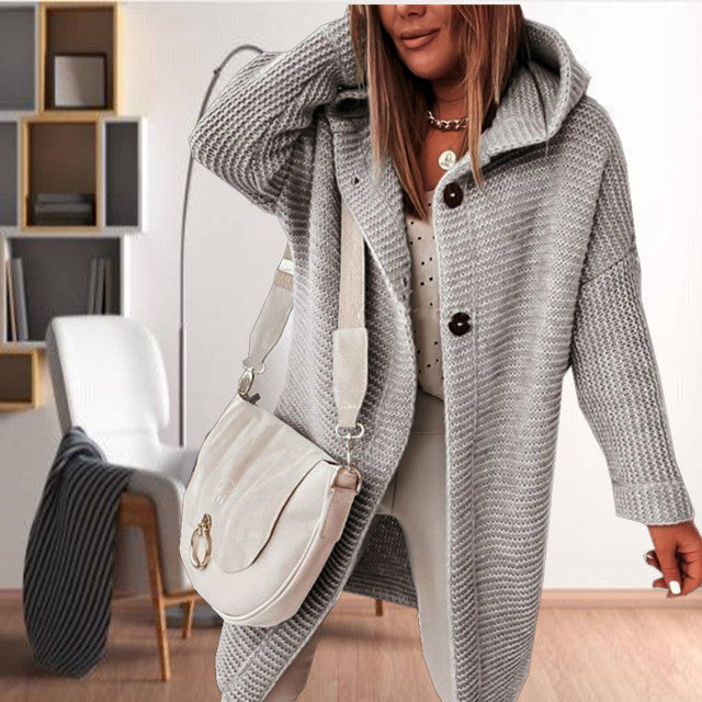 Casual Hooded Knitted Coat Gray best Best Sellings cardigan cardigans clothes Sale tops Topseller