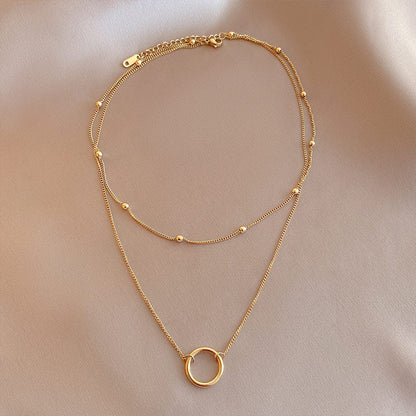 New Arrival Double Layer Circle Pendant Necklaces