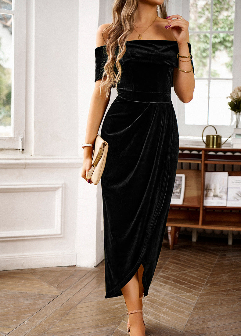 Velvet Off-the-shoulder Cocktail Dress