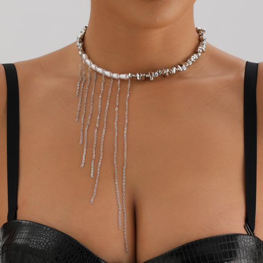 Stylish Tassel Irregular Beaded Splice NeckLace