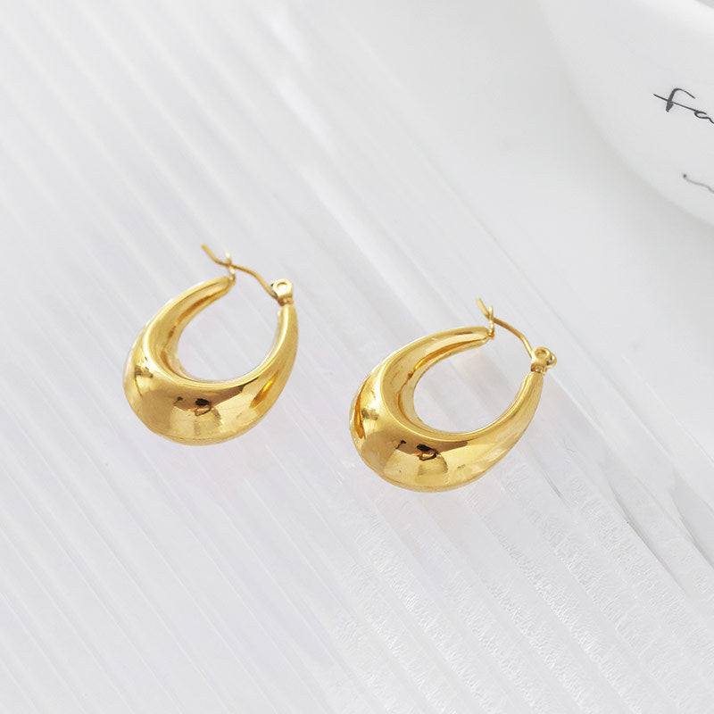 Stainless Steel U Shape Glossy Hoop Earrings