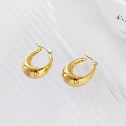 Stainless Steel U Shape Glossy Hoop Earrings