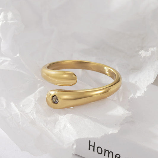 Simple Diamond Studded Gold Plating Rings