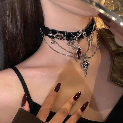 Dark Cross Black Gothic Princess Sweet Cool Personality Necklace