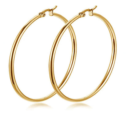 Classic Style Stainless Steel Simple Hoop Earrings