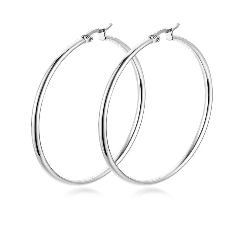 Classic Style Stainless Steel Simple Hoop Earrings