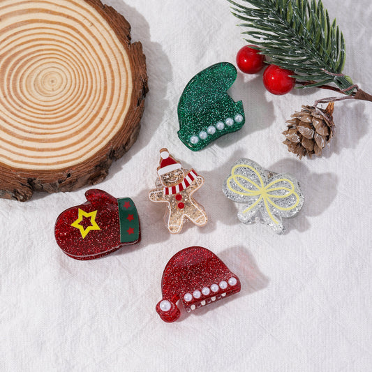 Sparkle Gingerbread Hat Glove Mini Claw Hair Accessory