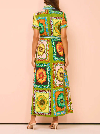 Special Sunflower Stylish Print Midi Dress