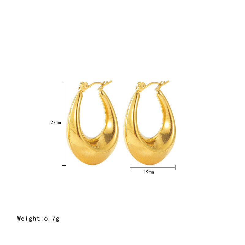 Stainless Steel U Shape Glossy Hoop Earrings