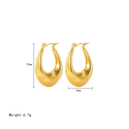 Stainless Steel U Shape Glossy Hoop Earrings