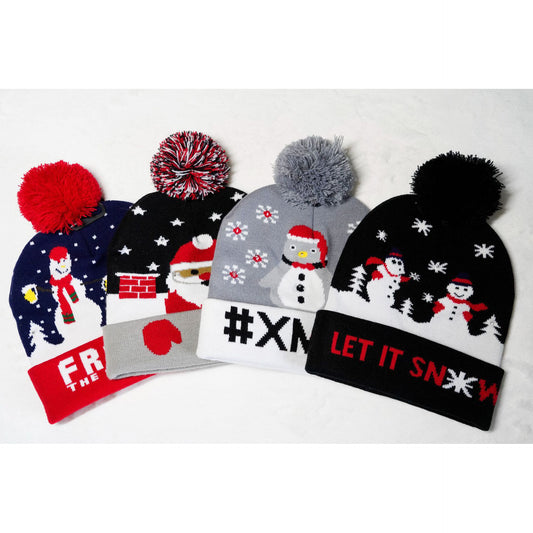 LED Snowflake Jacquard Hat