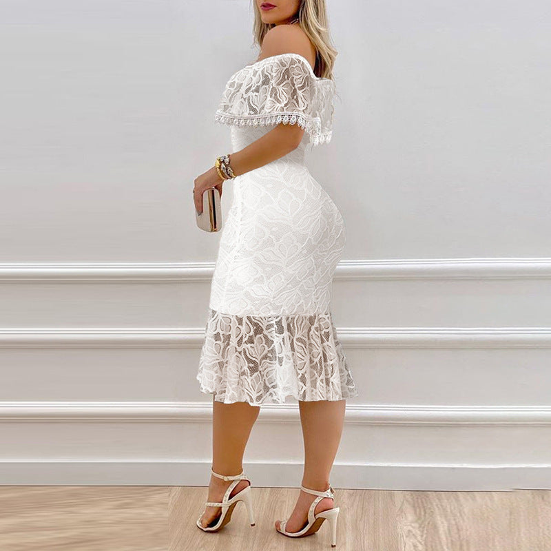 Stunner In Stylish Lace Midi Dress