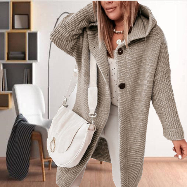 Hooded Coat for Casual Knitted Wear