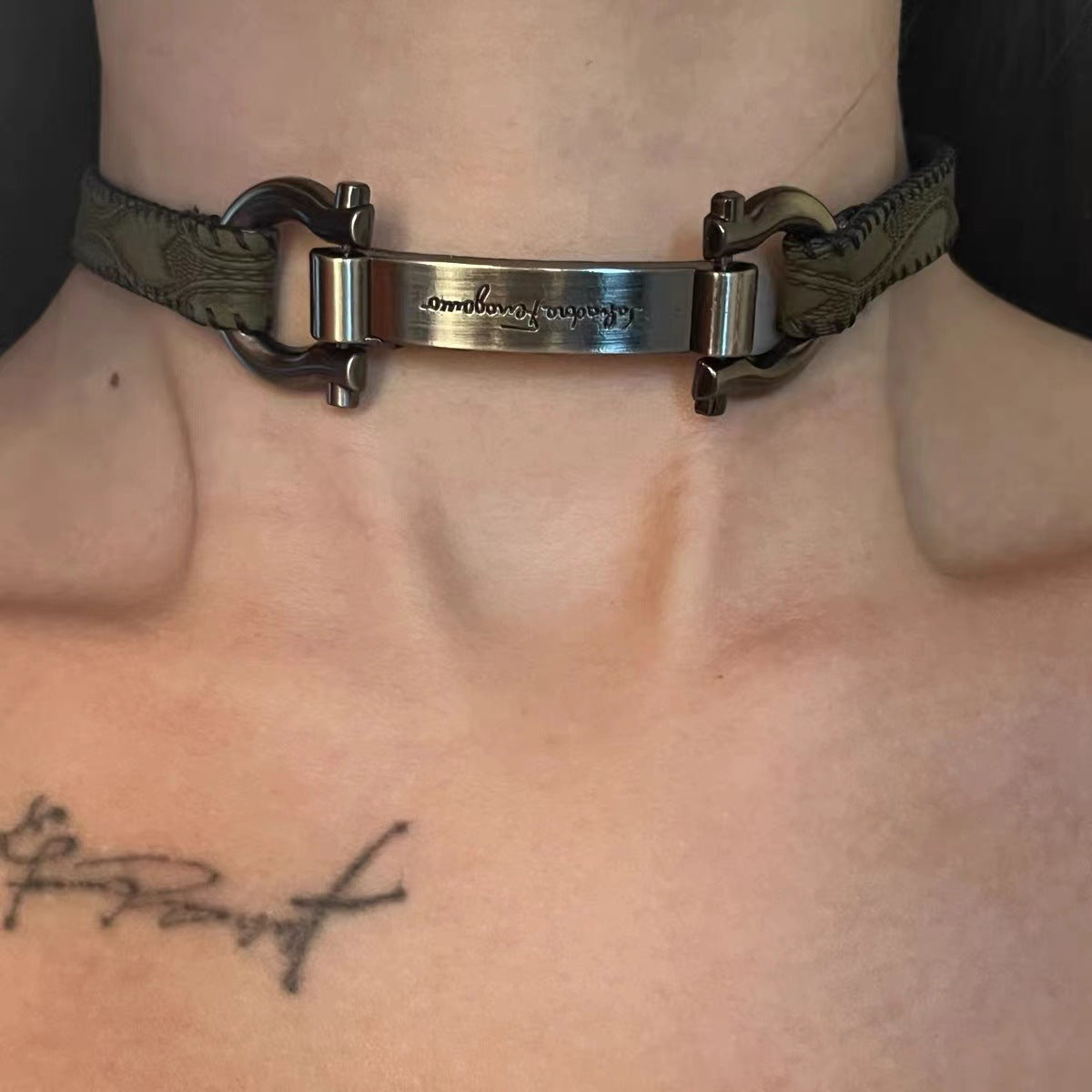 Trendy Punk Heavy Y2K Metal Leather Choker Necklace