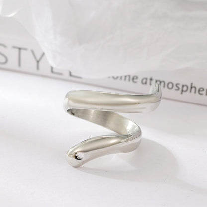 Stainless Steel Exaggerated Serpentine Cast Ring