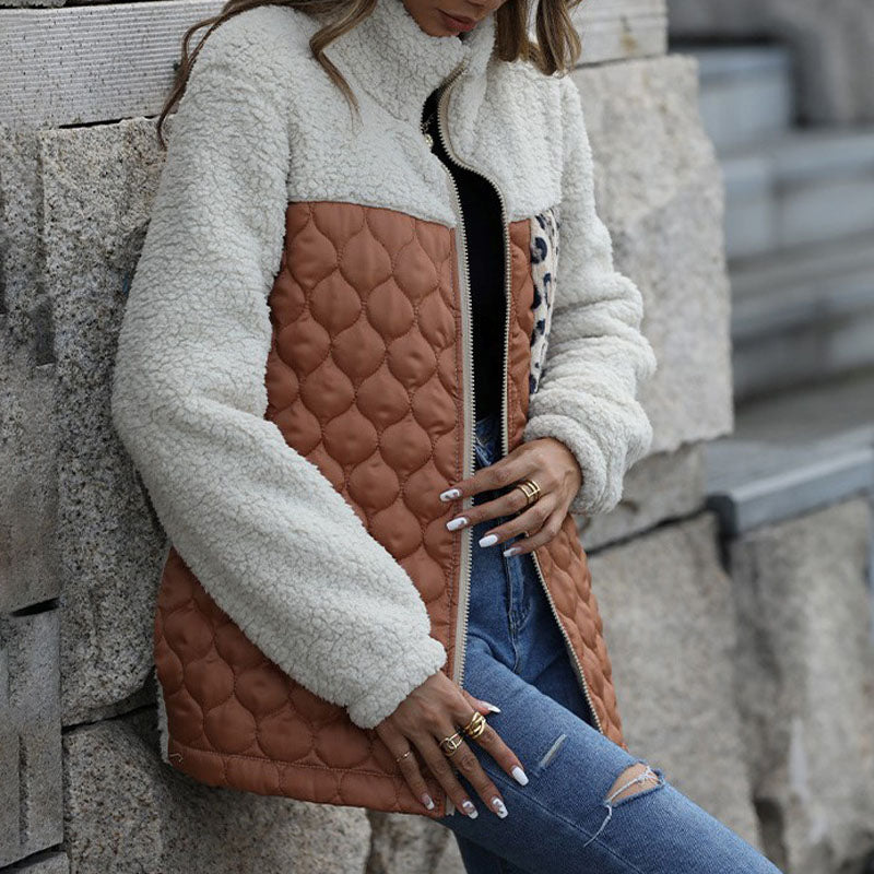 Warm Plush Patchwork Coat