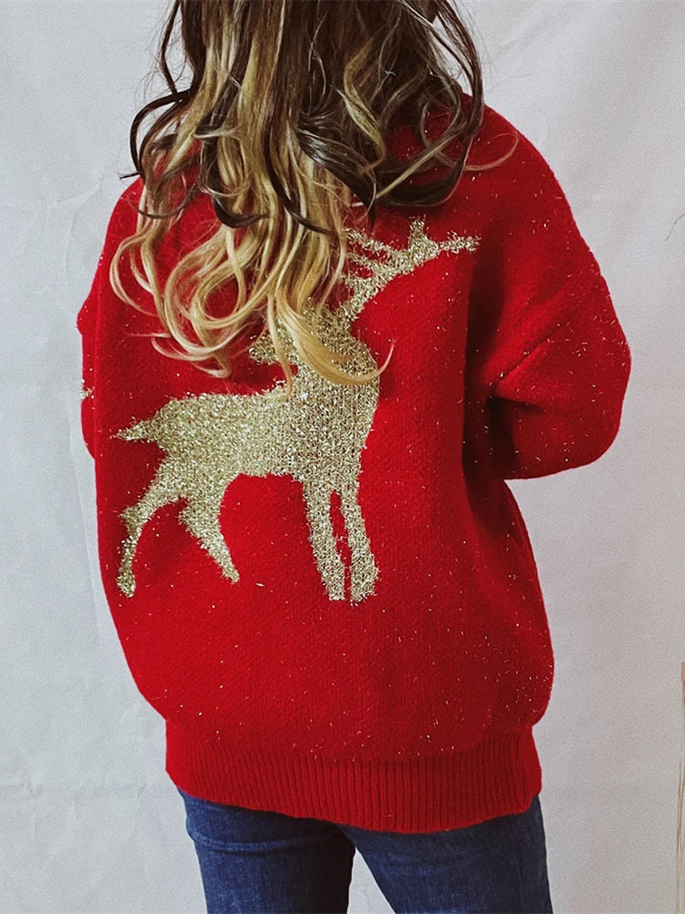 Warm Chic O-Neck Long Sleeve Knitted Christmas Christmas Sweater