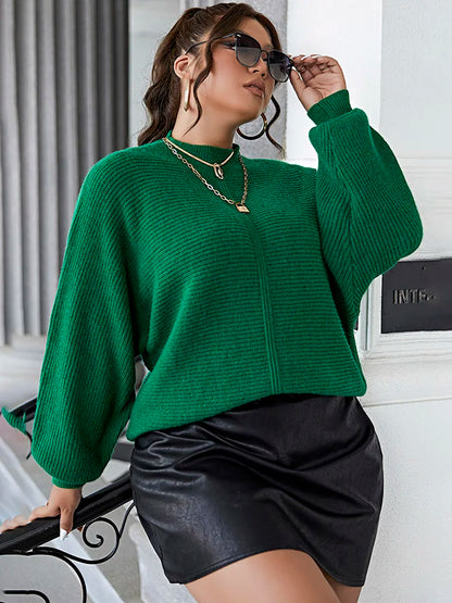 Dark Plus Size Casual Soft Long Sleeve Green Christmas Sweater