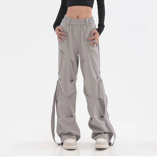 Pleated Cargo Streetwear Wide Pants