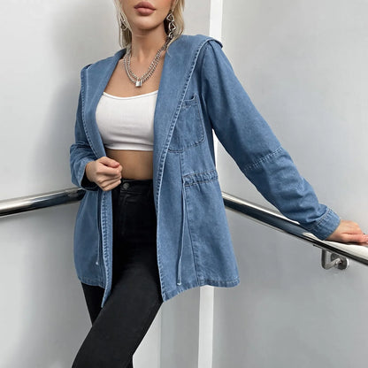 Hooded 2024 Autumn Winter Lapel Loose Open Front Chic Stylish Elegant Fashionable Versatile Short Women's Jacket