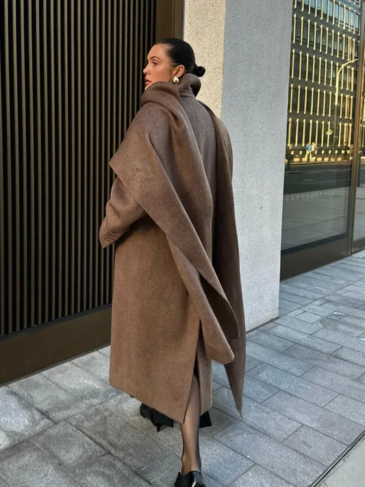 Long Scarf Wool Blends Coat