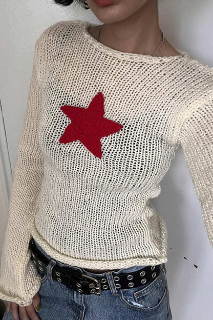 Pentagram Jacquard Crimping Jumper