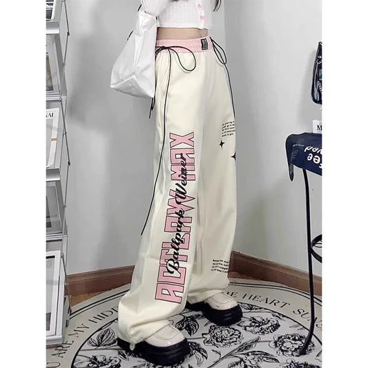 Print Letter Casual Straight Pants