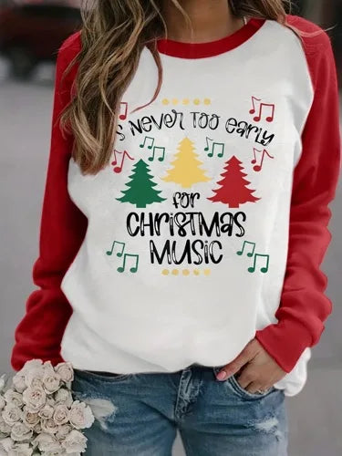 Plus Size Themed Casual Printed Long Sleeve Christmas Hoodie