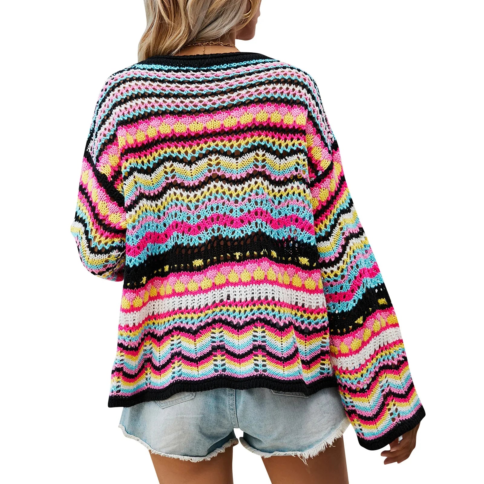 Vintage 90s Crochet Flared Sleeves Sweater