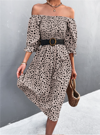 Square Collar Bubble Sleeve Dress