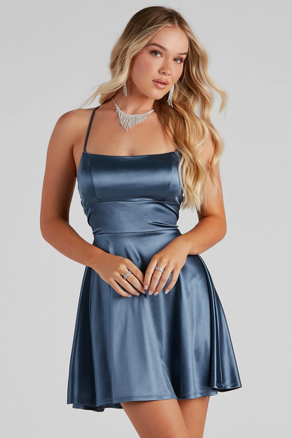 A Moment In Charming Satin Skater Dress