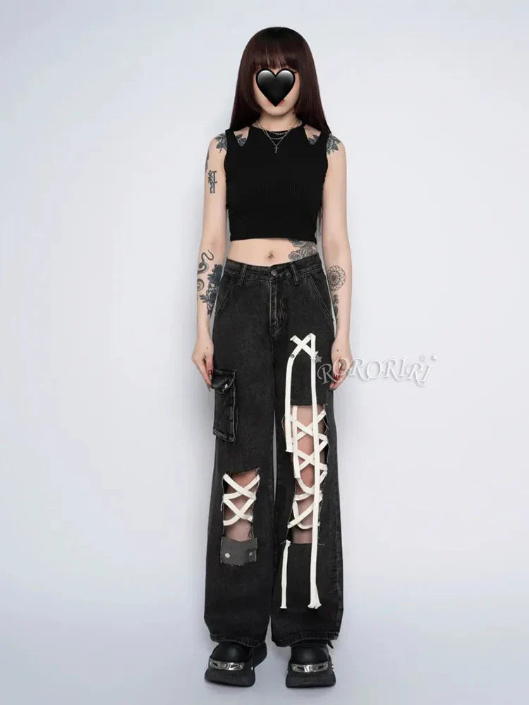 Grunge Ripped Hole Halloween Pants