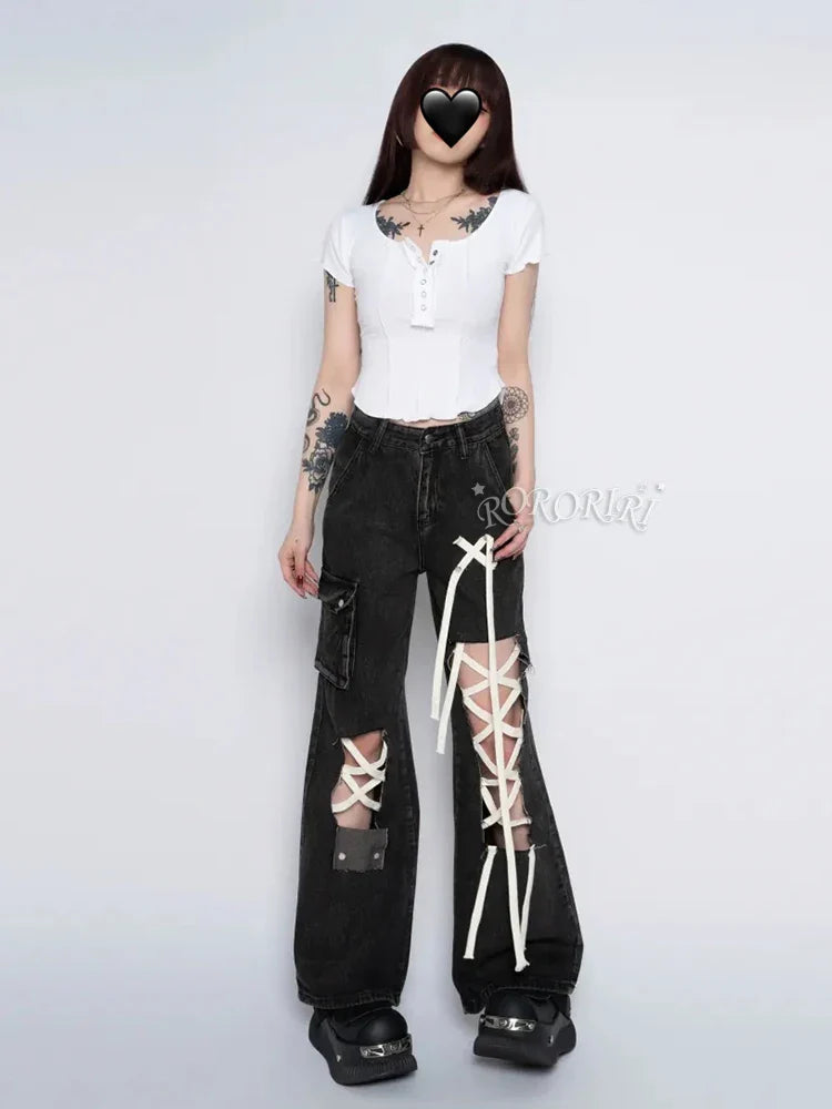 Grunge Ripped Hole Halloween Pants