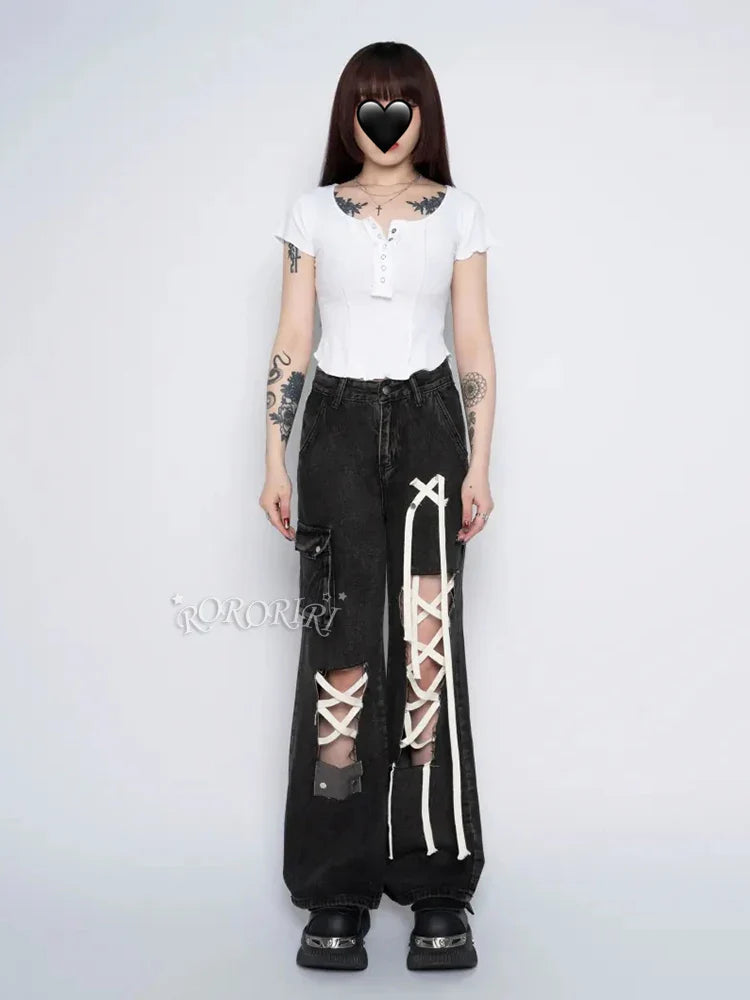 Grunge Ripped Hole Halloween Pants