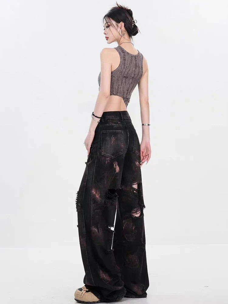 Graffiti Ripped Baggy Halloween Pants