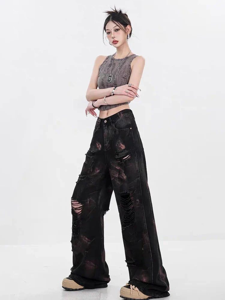 Graffiti Ripped Baggy Halloween Pants