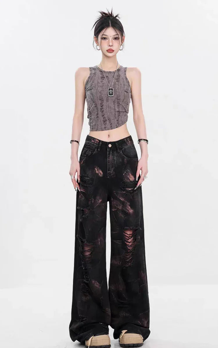 Graffiti Ripped Baggy Halloween Pants