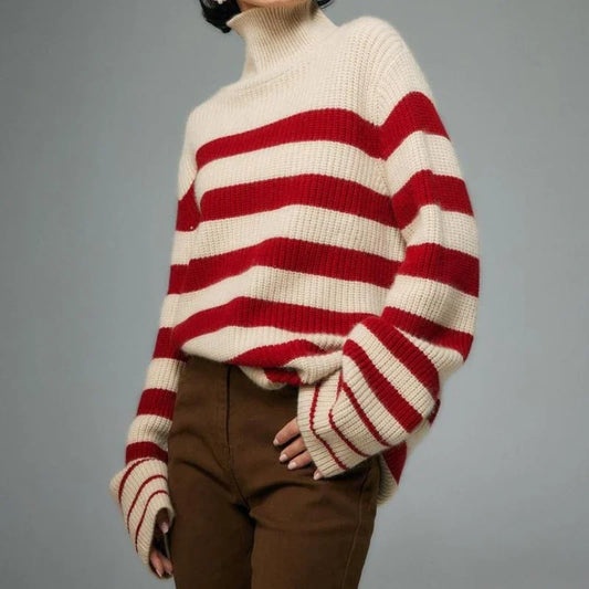 Red Striped  Thick  Y2k Sweater