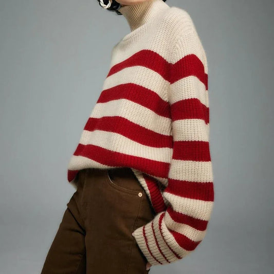 Red Striped  Thick  Y2k Sweater