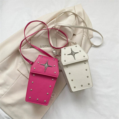 Retro Gothic Dark Personalized Casual Star Rivet PU Leather Women Halloween Handbag