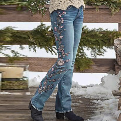 Slim Fit Embroidered Floral Micro Jeans