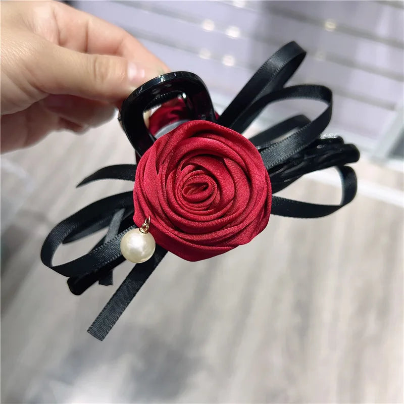 Satin Rose Large Christmas Hair Accessory