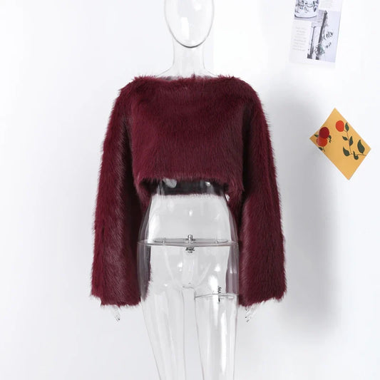 Round Neck Short Exposed Navel Coat