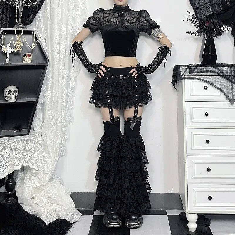 Lace Layered Eyelet Mini Skirt