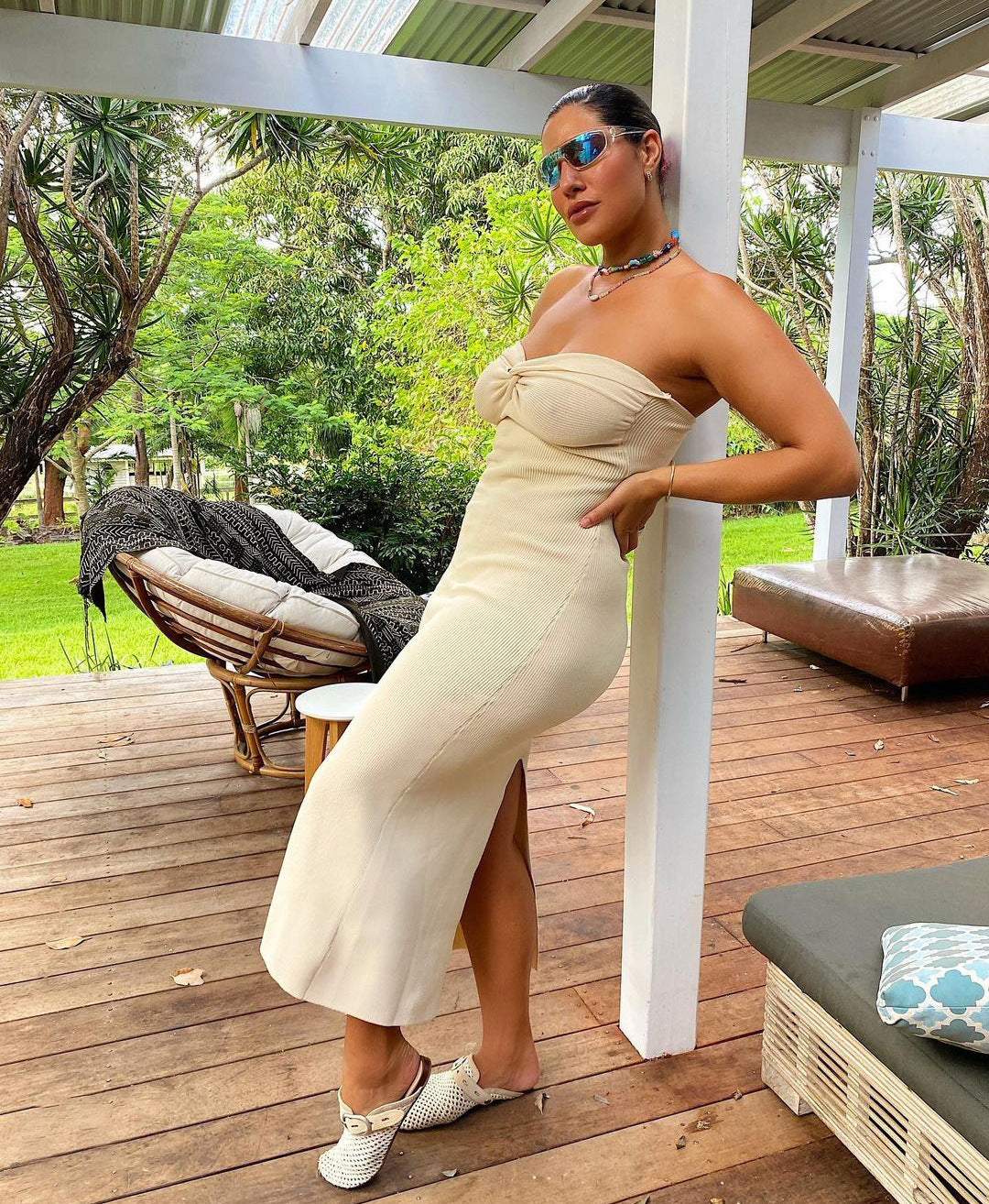 Knit Twisted Stylish Tube Midi Dress Dresses