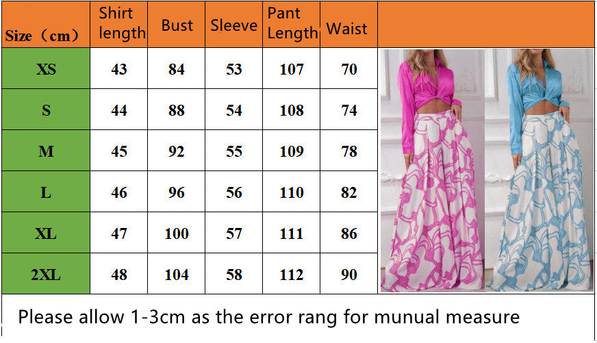 2024 Design Mid Warm-Season Autumn Wide Piece Suit Sets Arm Women's Flowered Two Blouse Casual Leg Pant 2pcs Set