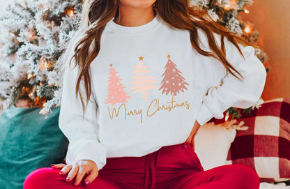 Hot Sale Marry Christmas Individuality Slogan Cotton Pink Tree Christmas Hoodie