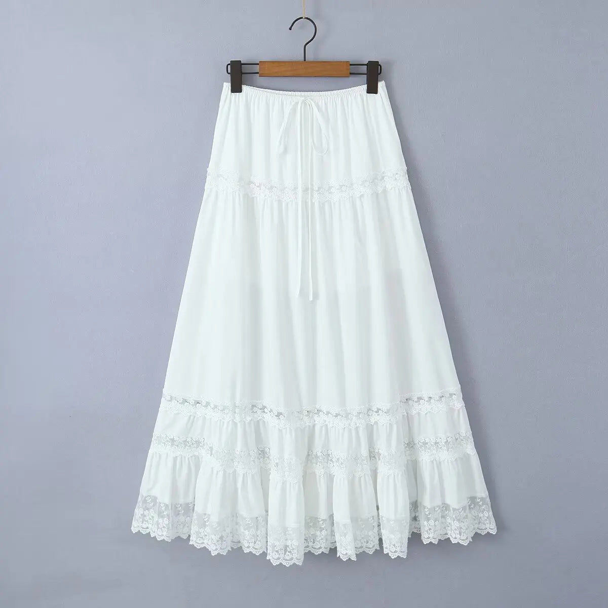 Embroidery White Crop Top Graceful And Midi Skirt Set Suit